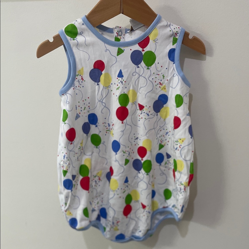 Baby Balloon Print Sleeveless Romper - White with Multi Color Balloons TBBC NWT